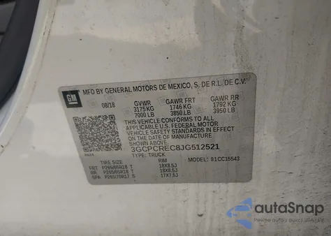 2018 Chevrolet Silverado 1500 1Lt z USA, uszkodzony, nr VIN 3GCPCREC8JG512521